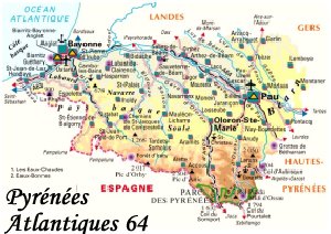 Pyrenees Atlantiques,  Aquitaine, Cartes des dpartements de France, Carte de France,  itinraire, shopping art, shopping antiquits, shopping art antiques, art shopping, antiques shopping, art antiques shopping in France, map, maps,