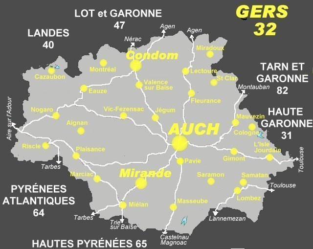 Carte du Gers, cartes des principales localits Art Antiquits du Gers